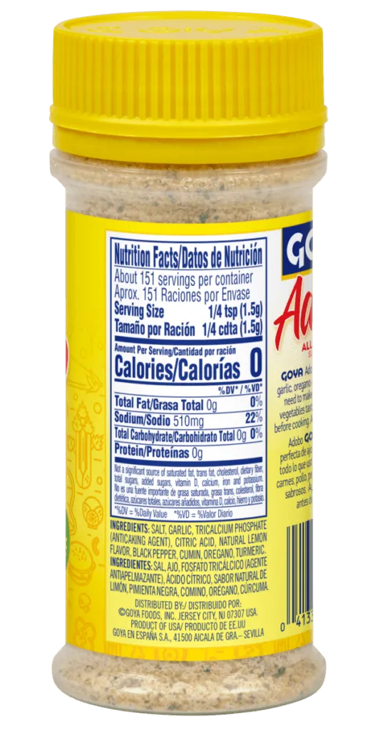 Assaisonnement Adobo tout usage au citron et au poivre – 226 g