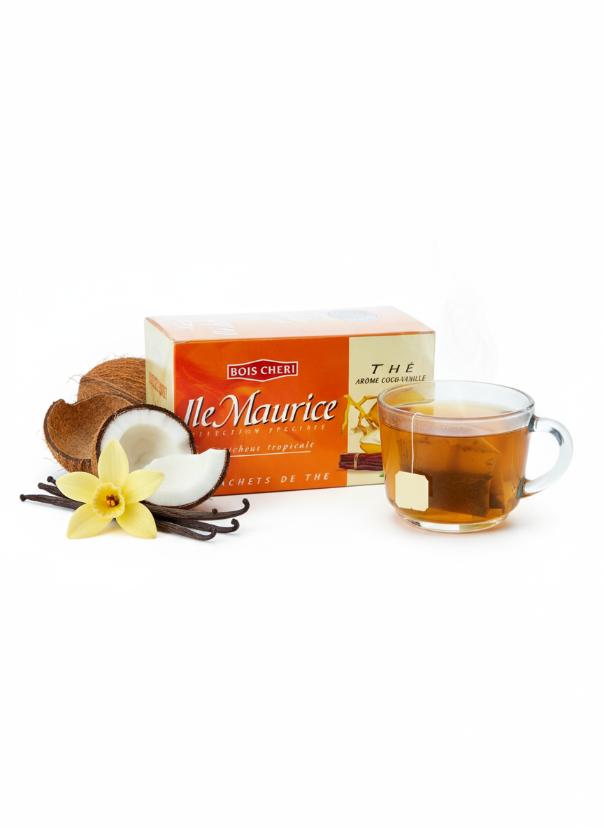 Thé arôme coco et  vanille  - Bois Chéri de l'Ile Maurice