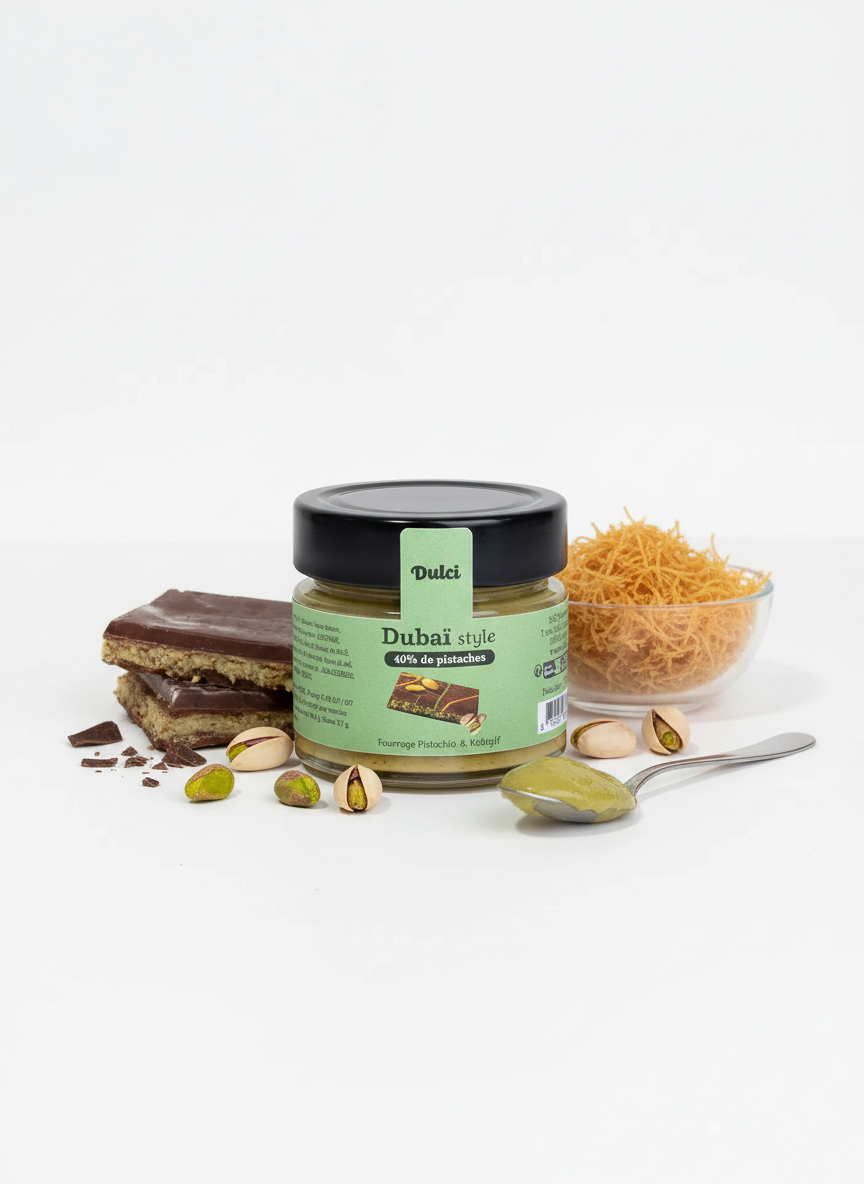 Pâte à tartiner 40% Pistache Dubaï style Chocolat 150 gr